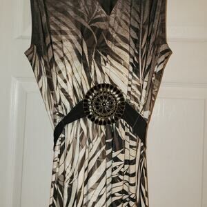 Vtg Y2K Womens Sleeveless Maxi Dress Size 14 Jeweled Medalion Roz & Ali